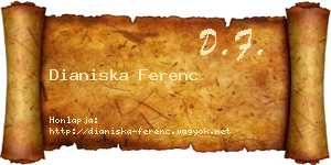 Dianiska Ferenc névjegykártya